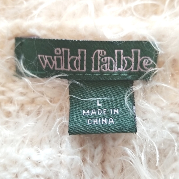 Wild Fable size large cream v-neck button front cardigan. Basket weave. - Picture 4 of 5